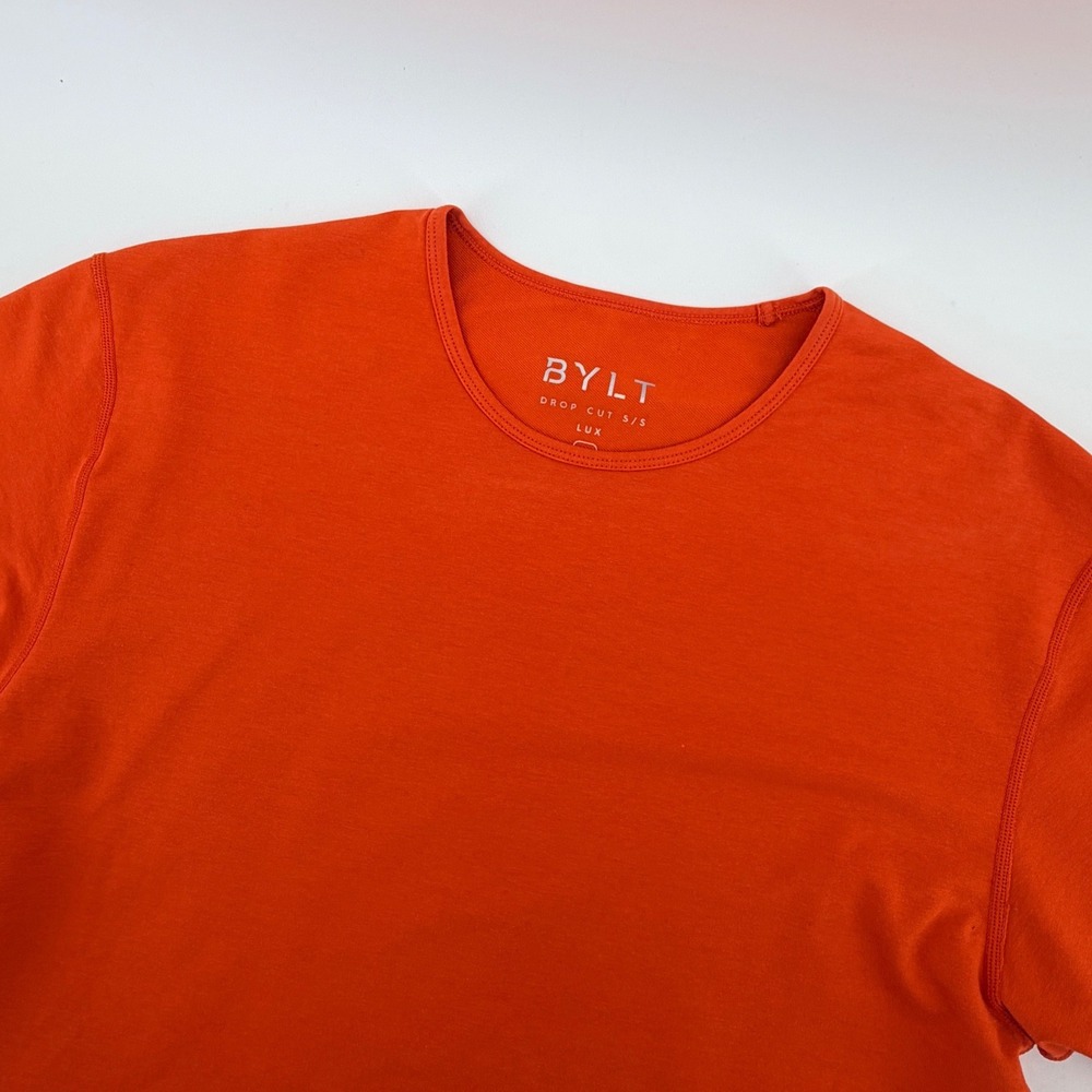 BYLT Drop Cut Lux Short Sleeve‎ T-Shirt Medium Orange Curved Hem Streetwear